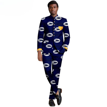 Dashiki Men African Clothes Plus Size Print Shirts and Pants 2 Piece Set Ankara Attire Tribal Outfits Traditional Wear A2416117