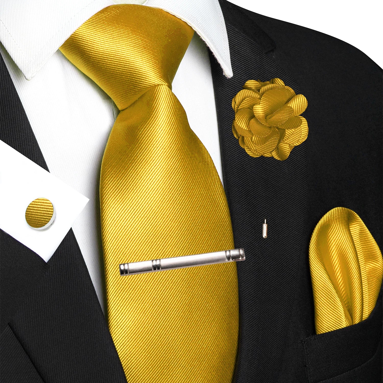 JEMYGINS Blue Solid Wedding Tie For Men Handky Cufflink Brooch Gift Mens Elegant Necktie Fashion Business Party Dropshiping
