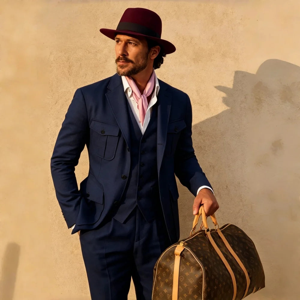 Beige Linen Safari Men Suits 3 Pieces Summer Men Suits Breathable Casual Formal Blazer Vest Pants Set for Male Daily Wear