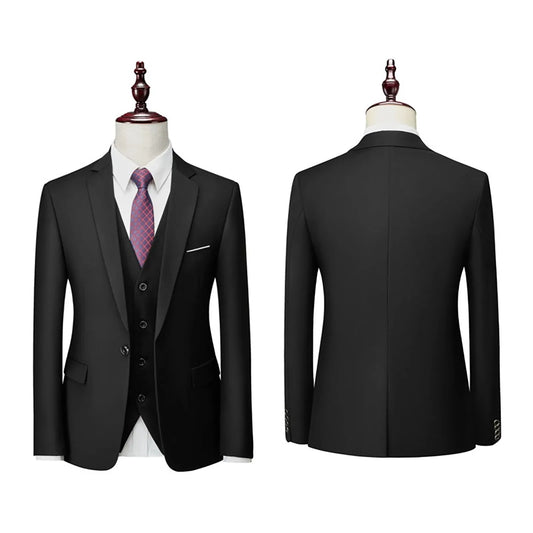 W37 Elegante Blazer Anzug für Männer Kleidung 3 Stücke Set Jacketweste und Hosen Schlanke Business Suits Party Hochzeit formaler Freizeit Su Su