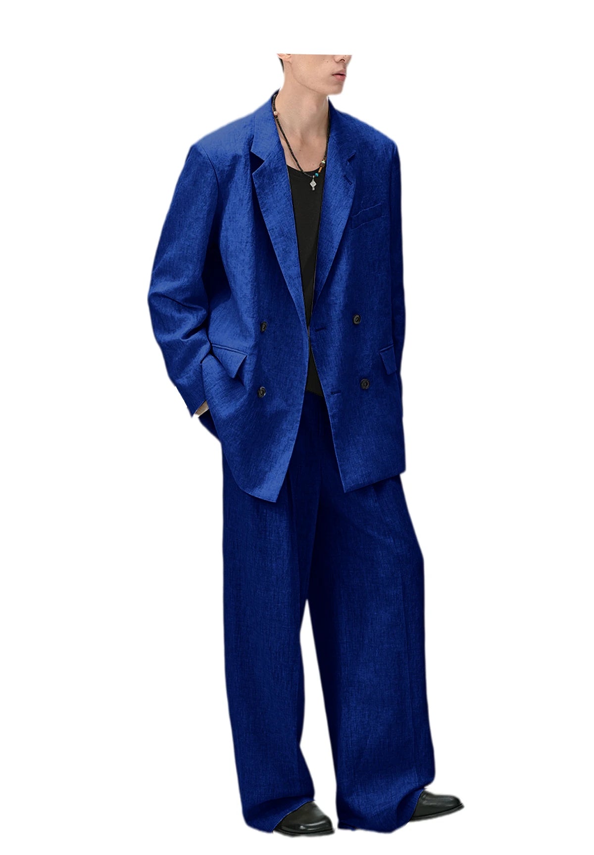 Men's Linen Suit 2-Piece Double Breasted Slim Fit Blazer Straight Leg Pants For Summer Casual Business Wedding Streetwear