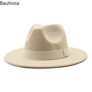 2023 Novo chapéus de feltro de feltro de largura quente com fita de abelha outono winter wedding festa de casamento trilby chapéu de jazz chapéus de jazz 56-58cm