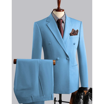 Customized Formal Suit For Men Elegant Double Breasted Notch Lapel Smart Casual Business Office Wedding Groom Tuxedo Man Set