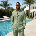 Linen Summer Safari Suits For Men 2 Pieces Separates Blazer Pants Set Casual Outfit For Beach Wedding Prom Party Man Suit