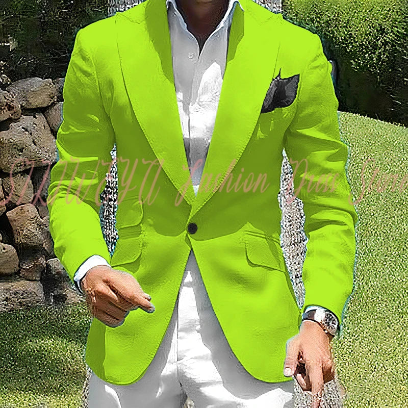 Fashion Single Breasted 2 Pieces Men's Suit Jacket Pants High Quality Boutique Male Clothing Customized