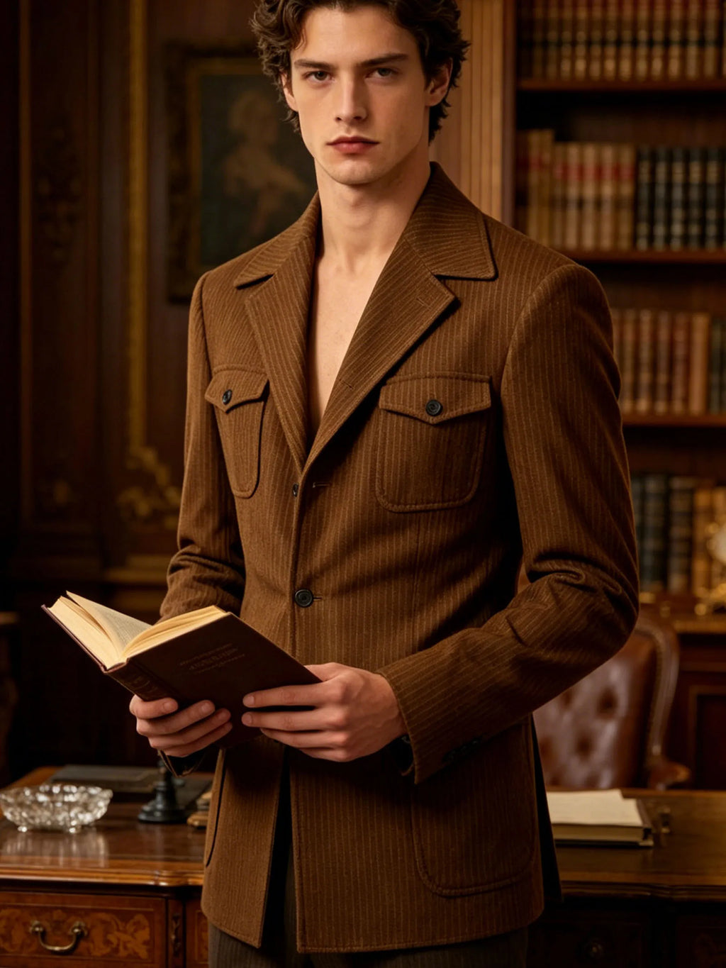 Men's Pinstripe Blazer Slim Fit Notched Lapel Lightweight Breathable Multi Pocket Comfortable Casual Sport Coat For Summer