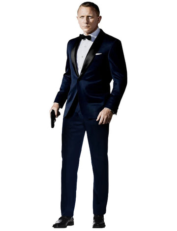 Men's Slim Fit 2 Pieces Suit for Wedding Classic Navy Blue Prom Groom Tuxedos Shawl Lapel One Button Jacket & Trousers