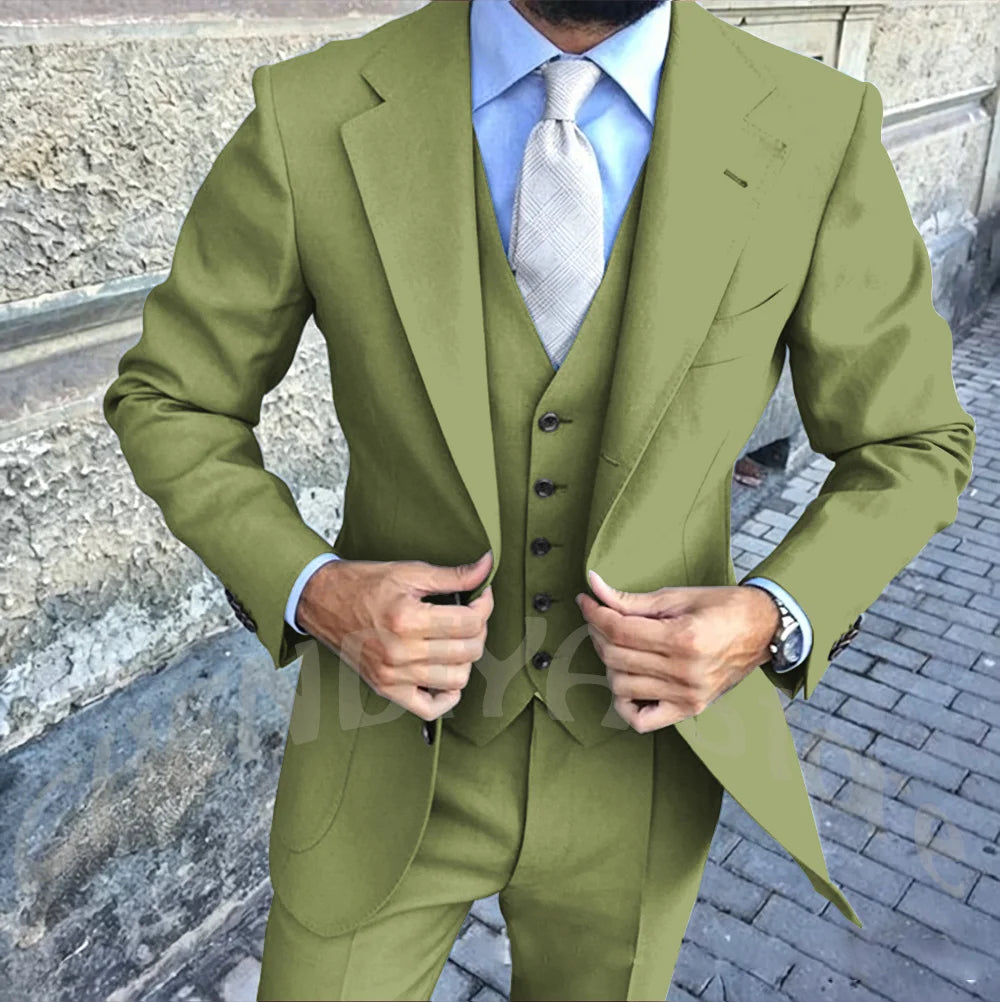 Latest Design Brown Man Work Suit Groom Tuxedos Notch Lapel Mens Business Suits Wedding  Dress Suit Sets (Jacket+Pants+Vest+Tie)