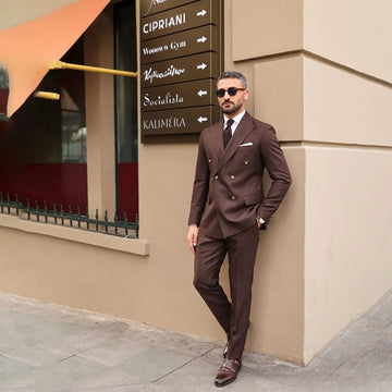2 Pieces Men's Suit Set Classic Double-breasted High Quality Jacket Pants Chic Outfits Banquet Custom