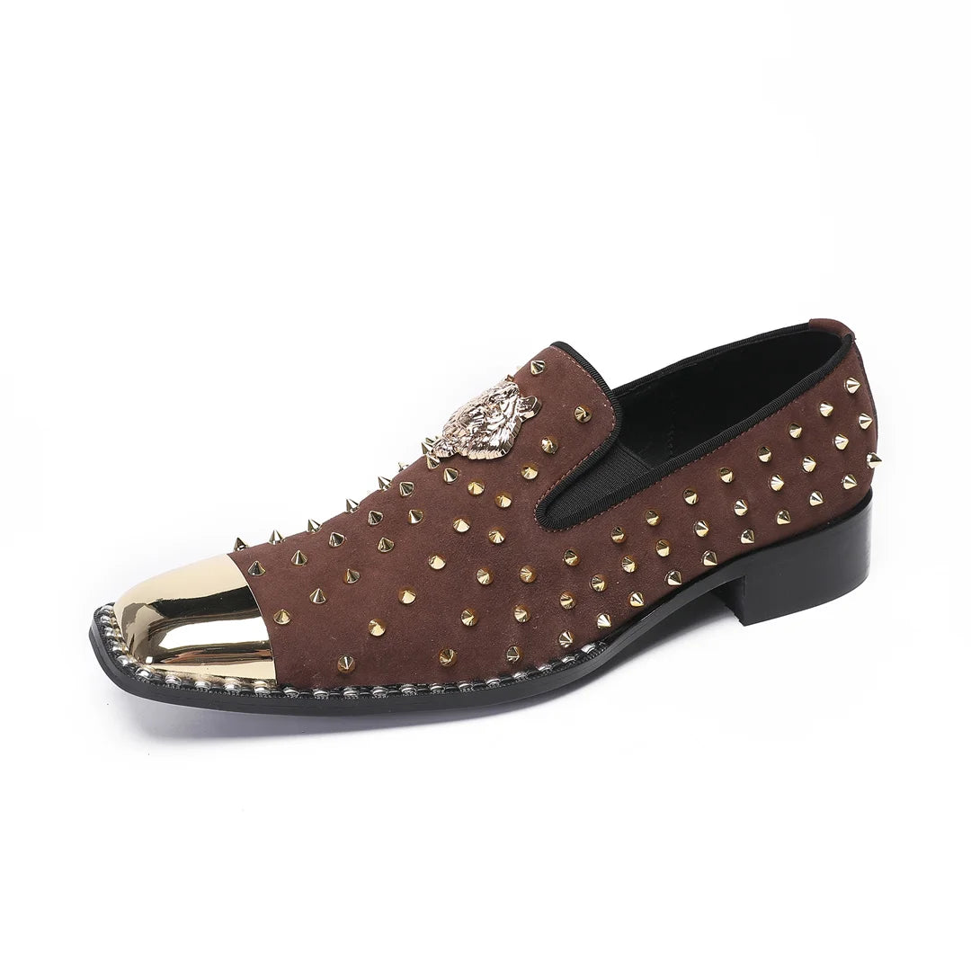 Rivet metal head decorative slip on men's shoes are breathable durable  fashionable casual  party luxurious  formal shoes