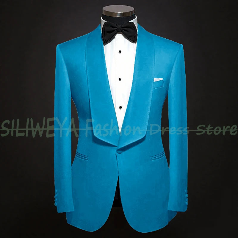 Single Breasted Men's Suit 2 Pieces Jacket Pants High Quality Male Clothing Dinner Party Tuxedo Customized
