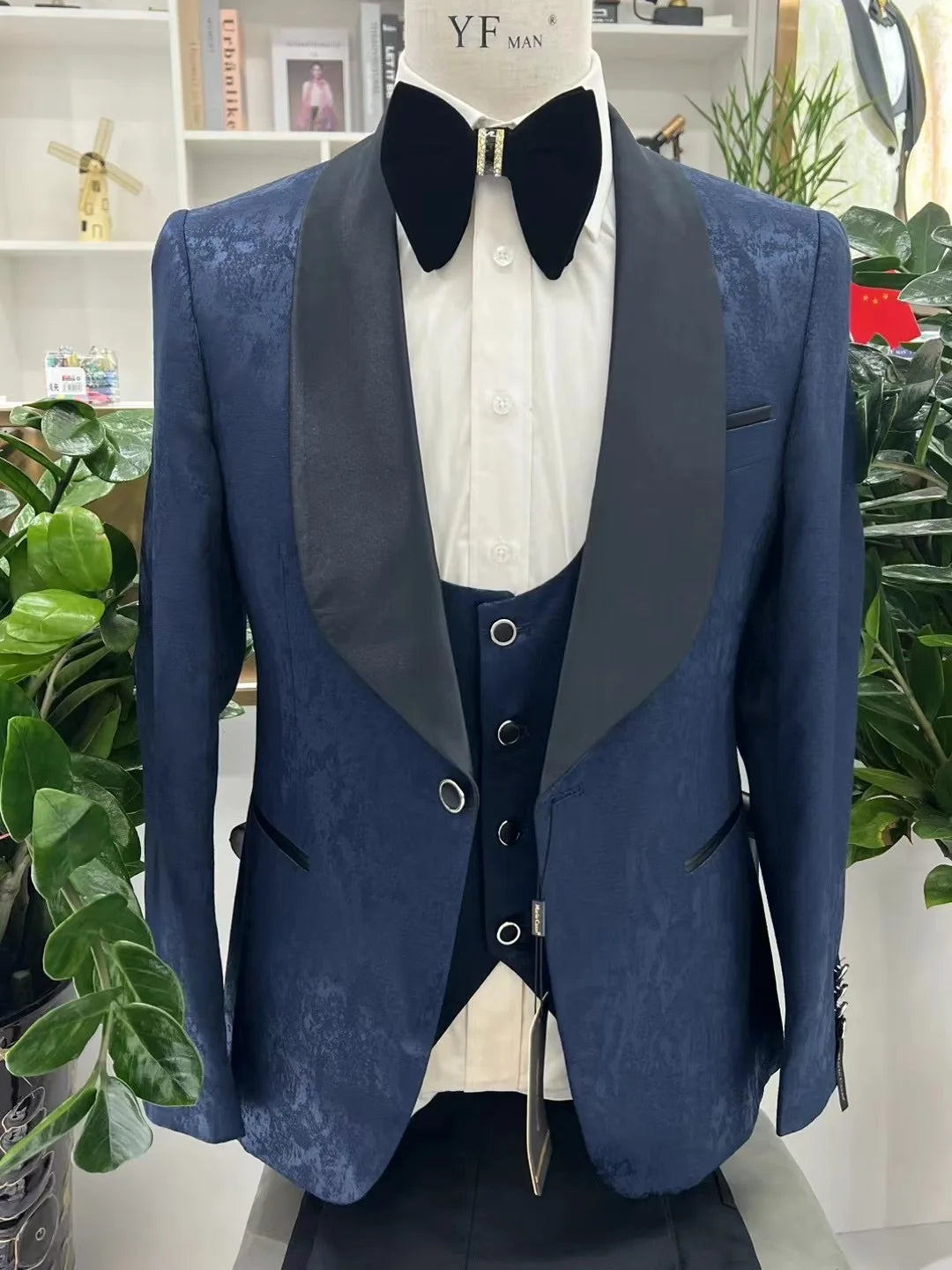 Fashion Man Suit Sets Wedding Party Groomsman Slim Fit Blazer Vest Pants Three Pieces Formal Prom Male Luxury Elegant Outfits