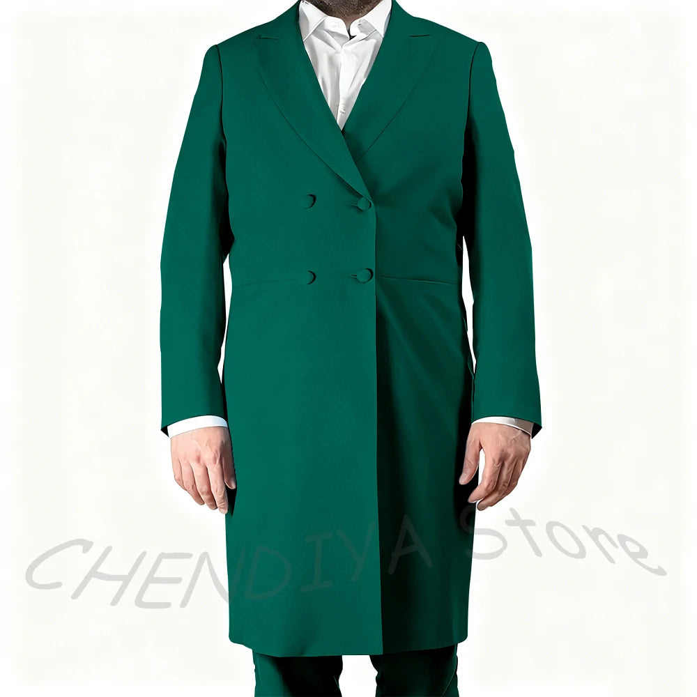New Arrival Men's Suits Formal Two Piece Long Blazer Classic Double Breasted Daily Office Casual Male Costume Homme Jacket Pants
