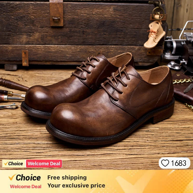 Soft Leather Mens Formal Shoes Luxury Quality Comfortable Brand Handmade Retro Genuine Leather Daily Wedding Social Shoes Male