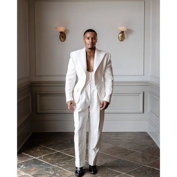 White Suit 2 Pieces Jacket Pants Business Casual Work Commute Social Party Fashion Blazer Set Trousers