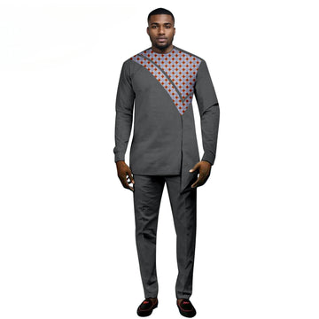 2025 Nigerian Print Men Clothes Set Dashiki Shirts with Trousers Male Pant Suits Traditional Style African Pattern Wedding Wear