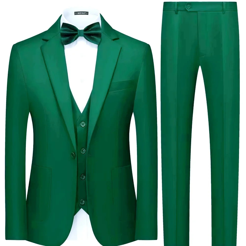 Men Suit Three-pieces(Jacket+Vest+Pants) Set New Slim Fit Fashion High-quality Male Formal Party Clothing
