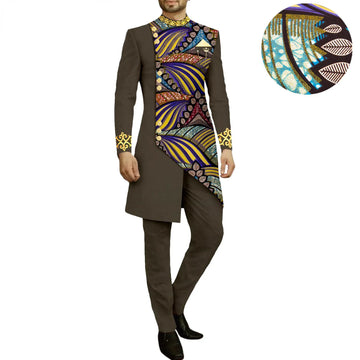 Fashion New 2025 African Family Slim-fit Two-piece Set (top + Pants) Men's Summer Sportswear Handsome Guy  Mens Clothes