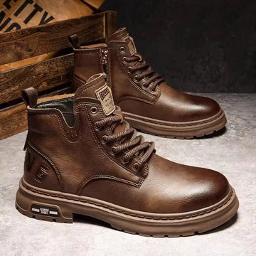 Luxury Men Ankle Boots Retro British High-top Men Boots Fashion High Quality Leather Shoes New Outdoor Men Motorcycle Boots