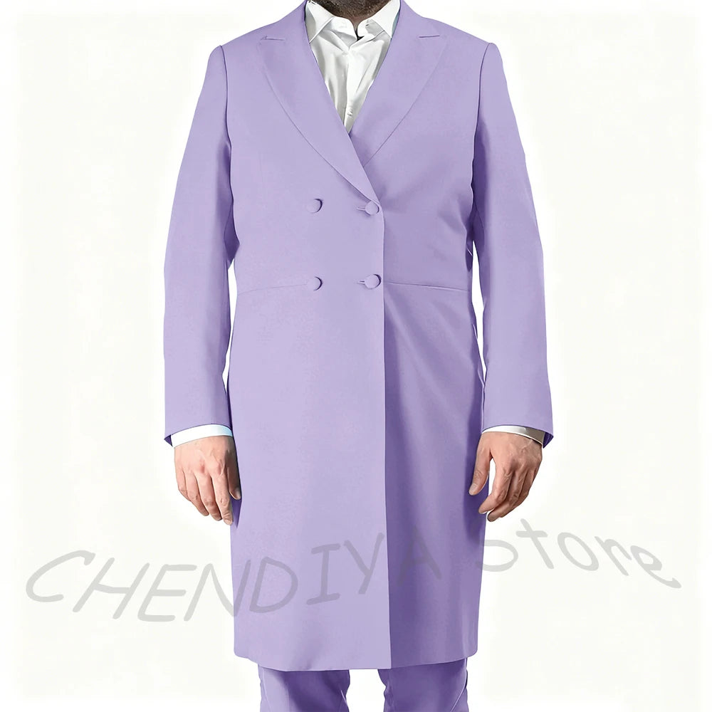 New Arrival Men's Suits Formal Two Piece Long Blazer Classic Double Breasted Daily Office Casual Male Costume Homme Jacket Pants