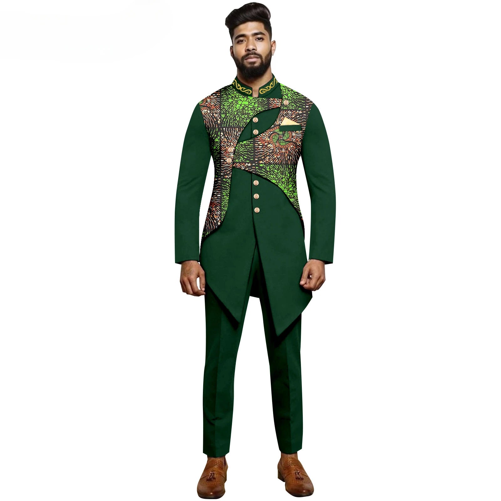 2025 New Hot Selling Men's Set Fashionable and Casual African Gold Stamping Two-Piece Set  Man Clothes  Moletom Masculino