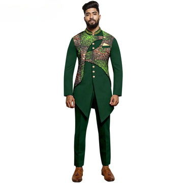 2025 New Hot Selling Men's Set Fashionable and Casual African Gold Stamping Two-Piece Set  Man Clothes  Moletom Masculino