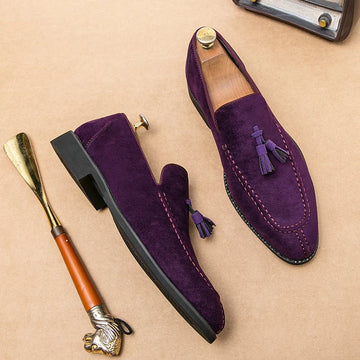 Size 38-48 Business Men Tassel Shoes European American One Step Comfortable Fashion Pointed Leather Shoes British Dress Shoes