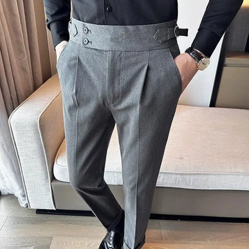 Autumn Winter High Chaist Business Dress Pants Men Casual Belt Proign