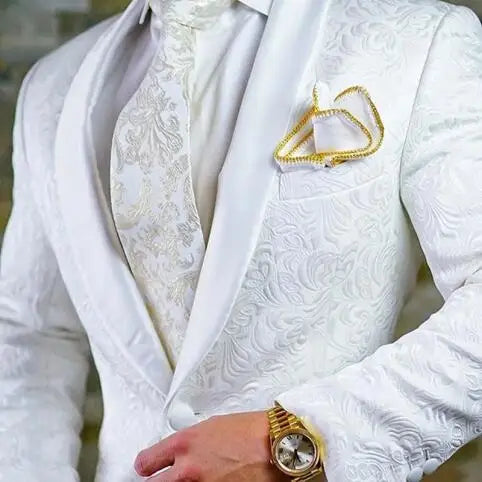 Fashion Lattice Men's Suit Slim Fit Prom Wedding Suits For Men Groom Tuxedo Jacket Pants Set Custom Casual Formal 2 Piece