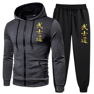 Bushido Printed Men's Zipper Jacket Outfits Fall&winter Casual Sporty Jogger Suit Male Outdoor Exercise Riding Hoodie Tracksuits