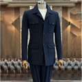 Classic Black Notch Lapel Suit Two Piece For Men Solid Color Single Breasted Outfit Multi Pockets Formal Party Business Suit