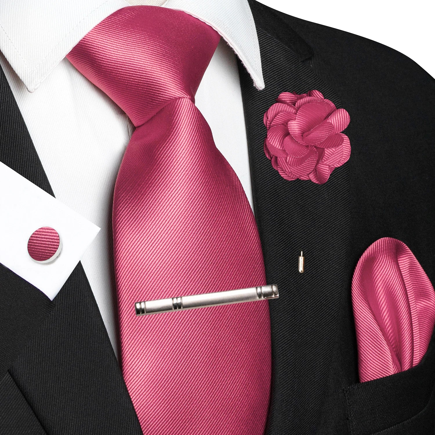JEMYGINS Blue Solid Wedding Tie For Men Handky Cufflink Brooch Gift Mens Elegant Necktie Fashion Business Party Dropshiping
