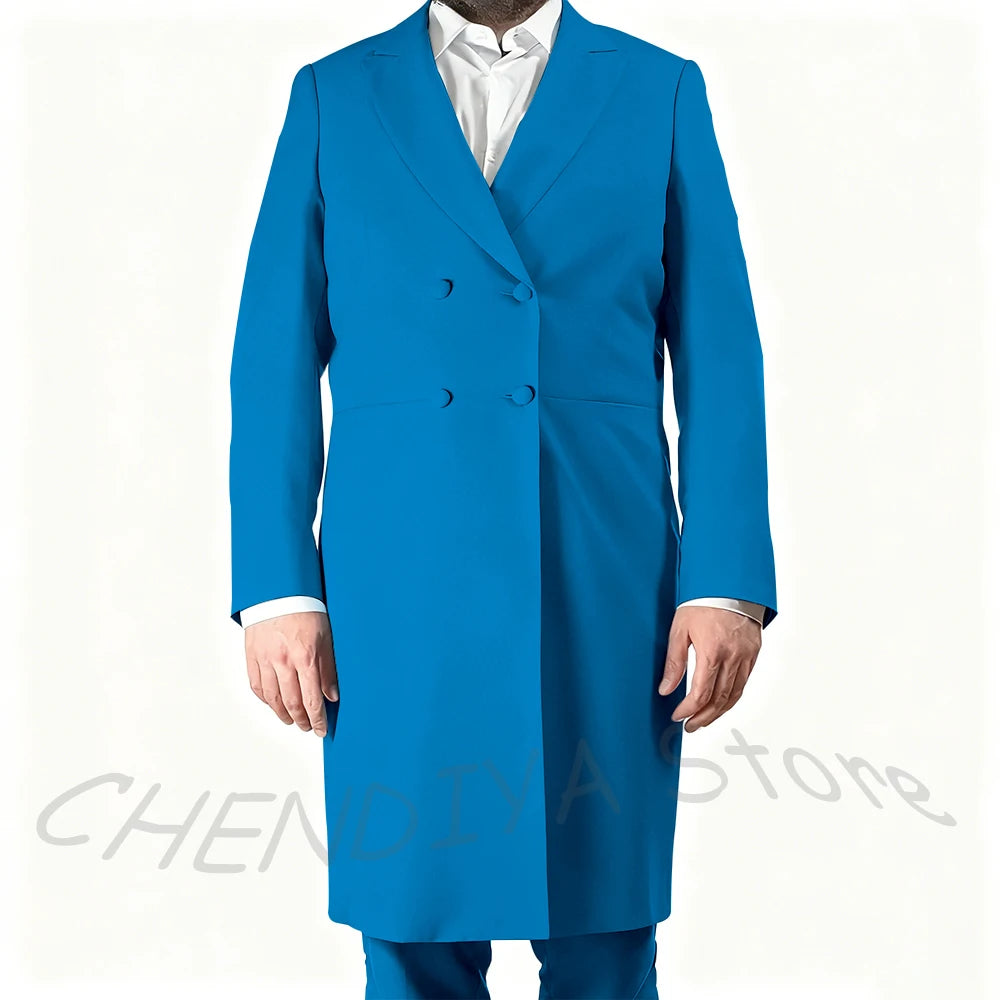 New Arrival Men's Suits Formal Two Piece Long Blazer Classic Double Breasted Daily Office Casual Male Costume Homme Jacket Pants