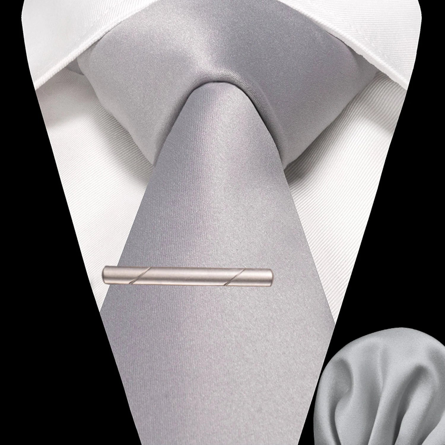 JEMYGINS Solid polyester Men Tie Handkerchief tie clip Set Blue Pink Mint Green Necktie for Wedding Party Business Accessories
