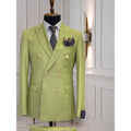 Light Green Double Breasted Men's Suit Work Commute Daily Business Casual Social Party Male Clothing