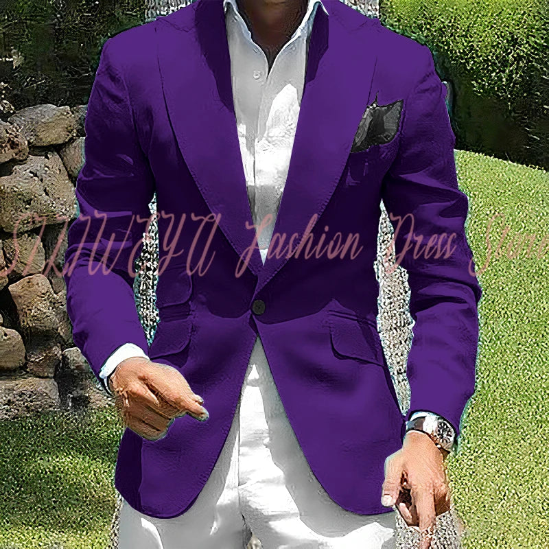 Fashion Single Breasted 2 Pieces Men's Suit Jacket Pants High Quality Boutique Male Clothing Customized