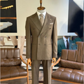 Business Striped Men Suit Set Two Pieces High Quality Peaked Lapel Double Breasted Formal Outfit Jacket Pants Customized