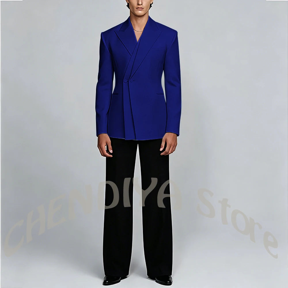 White And Black Unique Suits For Men Groom Wedding Handsome Peaked Lapel Double Button Prom Party Formal Elegant Male Set