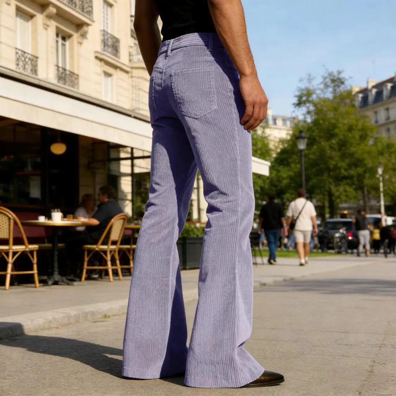 Men's Corduroy Flare Pants Vintage High Waist Bell Bottom Trousers Retro 70s Style Casual Pants for Daily Wear Streetwear