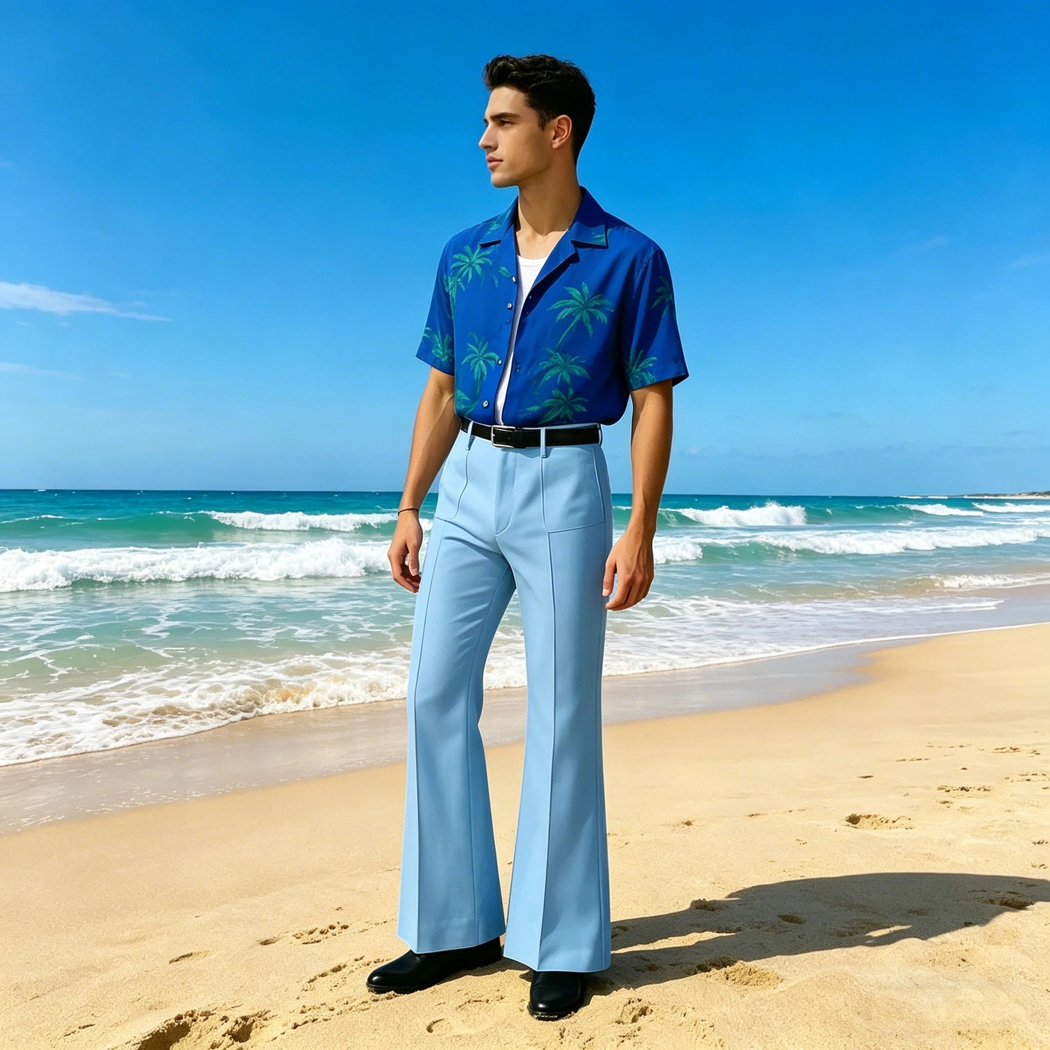 Vintage Men's Flare Pants High Waist Pleated Suit Trousers Formal Business Bell Bottom Pants For Casual Party Wedding Streetwear