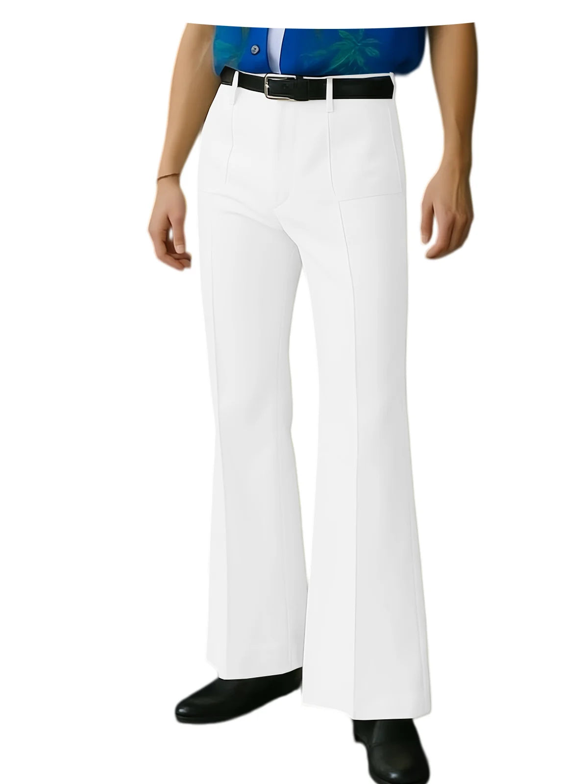 Vintage Men's Flare Pants High Waist Pleated Suit Trousers Formal Business Bell Bottom Pants For Casual Party Wedding Streetwear