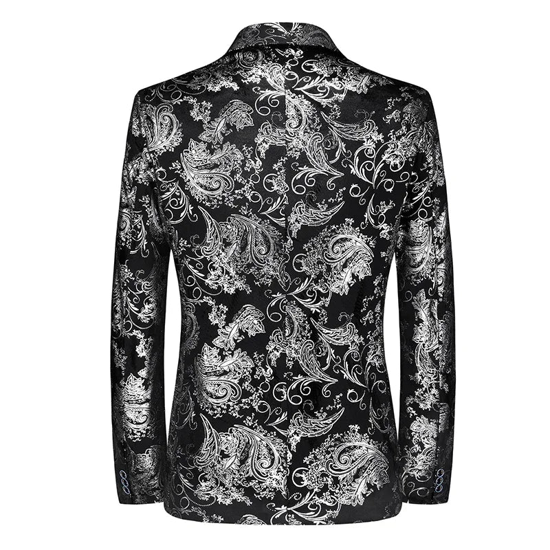 Plus Size 6XL-M Spring Luxury Men Bronzing Print Blazers 2025 New Slim Wedding Nightclub Party Dress Mens Clothing Suit Jackets