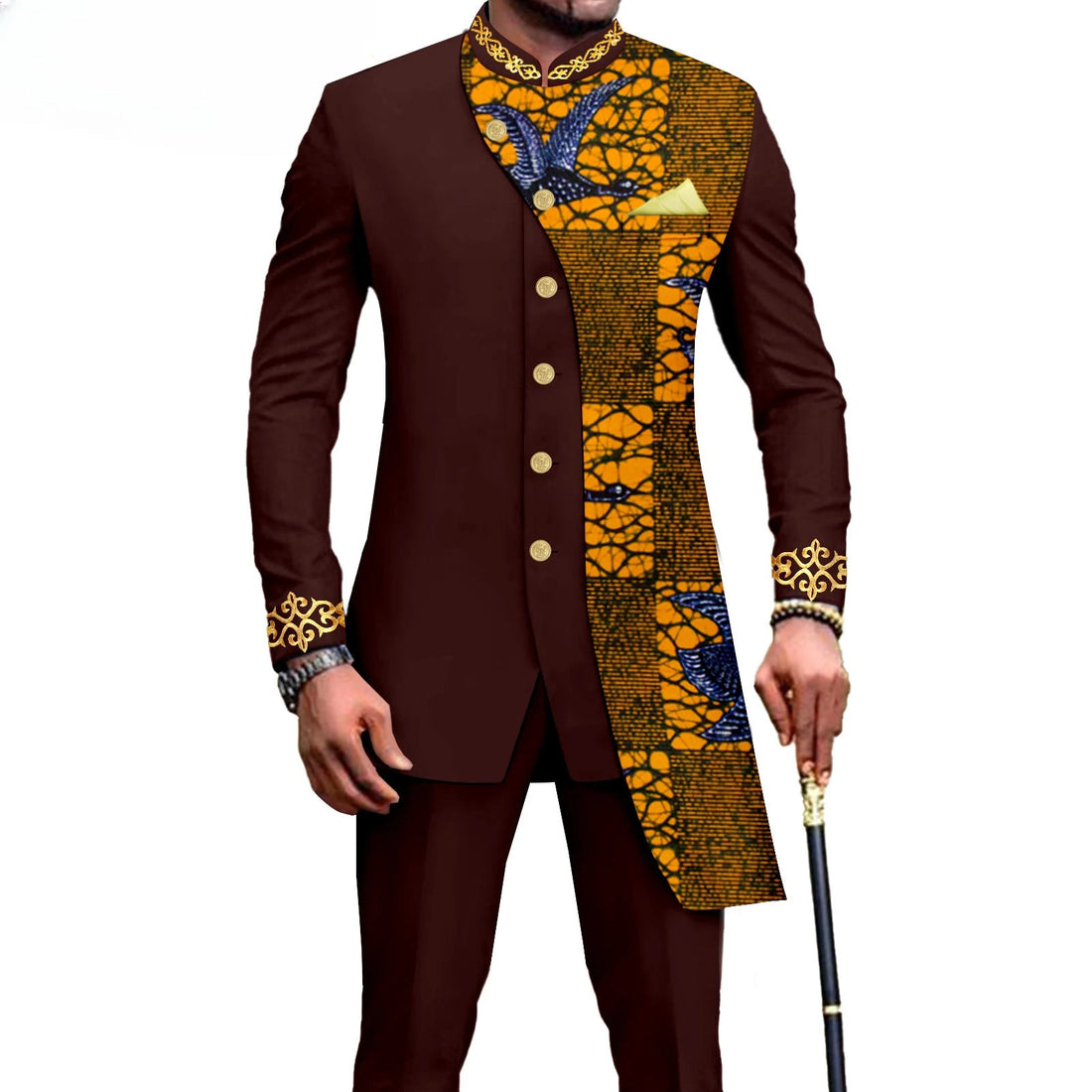 2025 New Best-selling African Ethnic Print Men's Slim-fitting Fashion Two-piece SetA 2316024  Clothes for Men