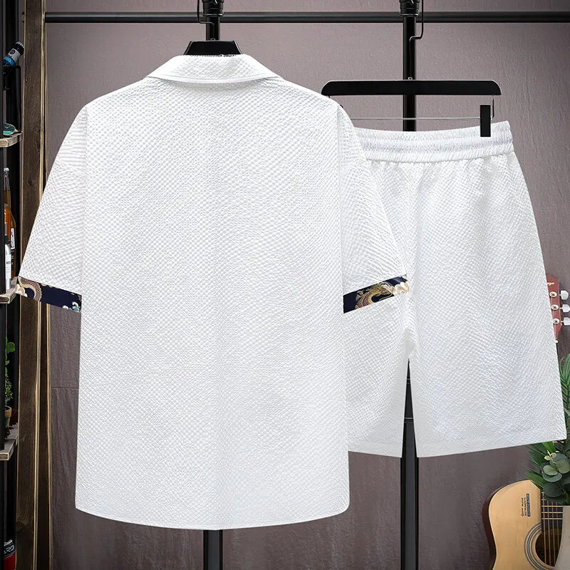 2025 new style Shirts + shorts Men's Casual Sets summer fashion Sportswear  Male Fashion shorts and shirts men full size M-4XL