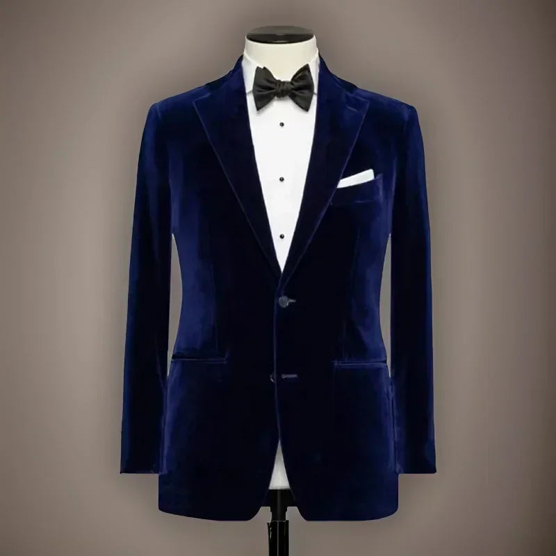 American Style Suit Jacket For Men Notched Lapel Slim Fit Male Blazer 1 Piece Velvet Smoking Jacket Ready To Ship 2025