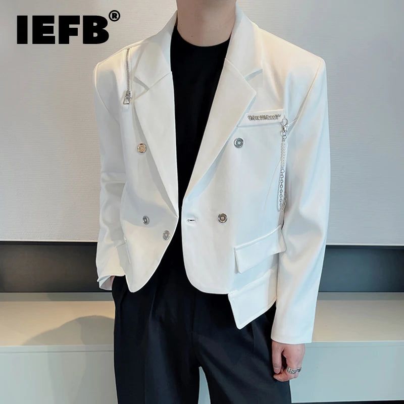 IEFB Elgance Men's Blazers Fashion Korean Style Luxury Zipper Suit Cost Coat Niche Design Trend Slim Male Vestes décontractées 9C2538