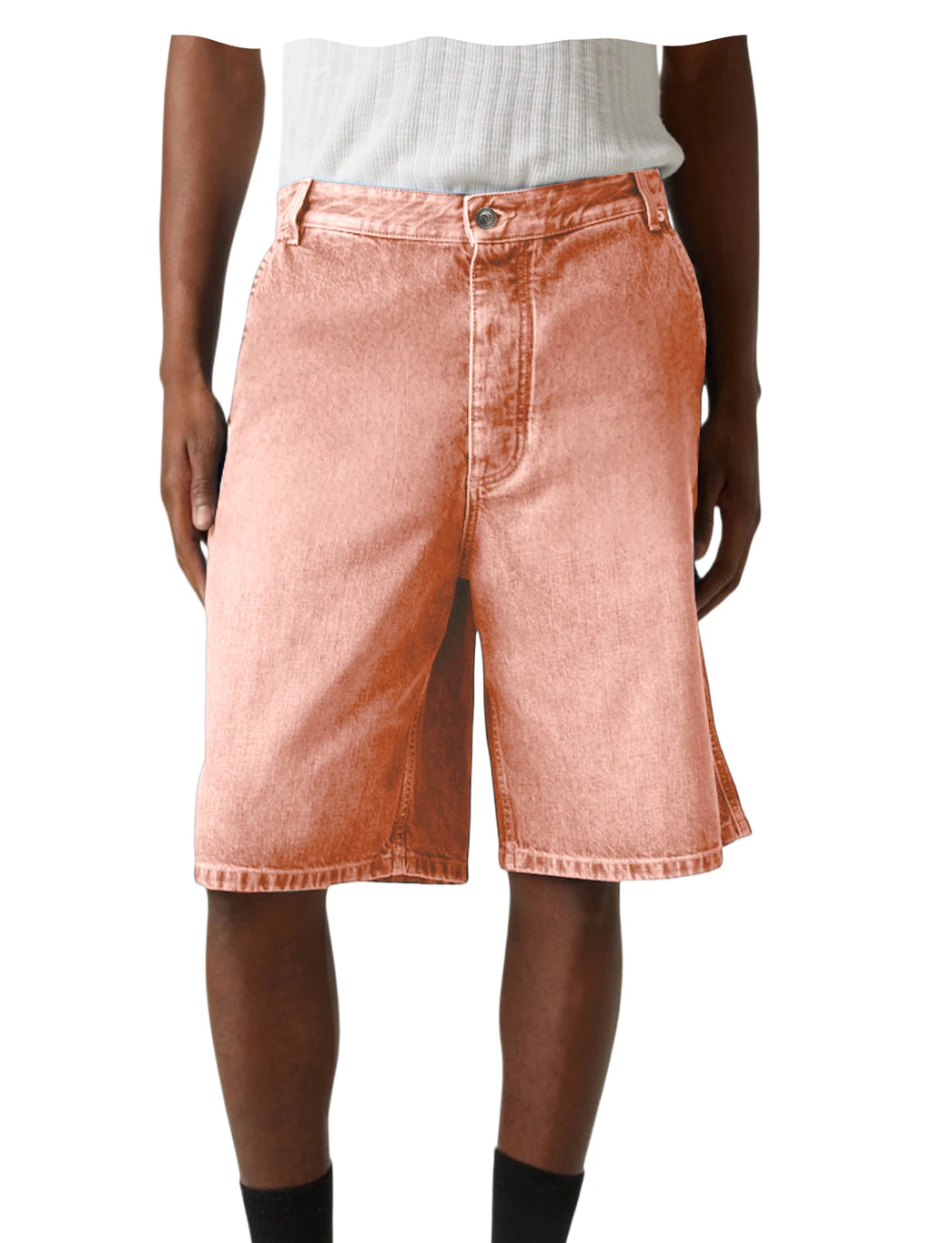Men's Light Blue Denim Shorts Loose Fit Casual Straight Leg Jean Shorts Summer Breathable Cotton Denim Shorts for Daily Wear