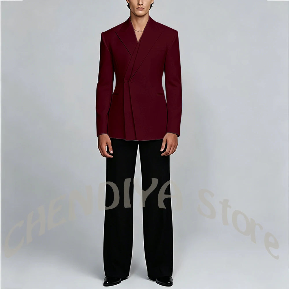 White And Black Unique Suits For Men Groom Wedding Handsome Peaked Lapel Double Button Prom Party Formal Elegant Male Set