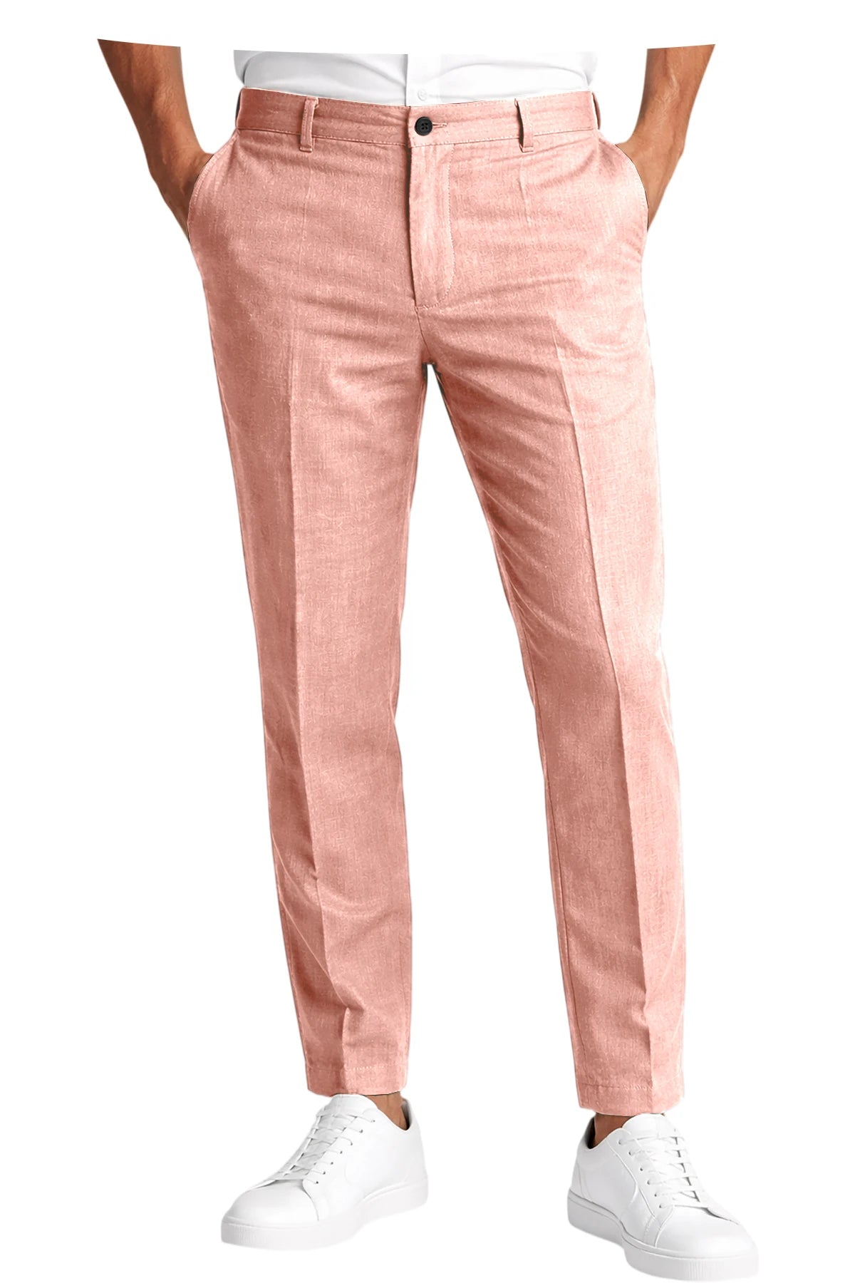 Men's Premium Linen Blend Pants Lightweight Slim Fit Wrinkle-Resistant Trousers Business Office Summer Casual Formal Wear