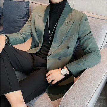 Klassische Luxus gestreifte Männer Anzug Jacke Fashion Double Breauziert Business Office Hochzeit Smoking Männlich hochwertiger schlanker Fit Blazer